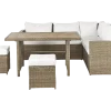 Lounge set with table and ottoman 5-seater (Brown)