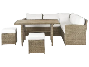 Lounge set with table and ottoman 5-seater (Brown)