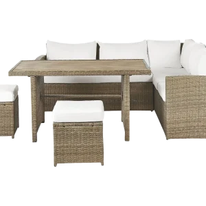 Lounge set with table and ottoman 5-seater (Brown)