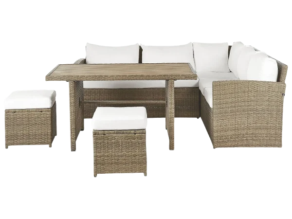 Lounge set with table and ottoman 5-seater (Brown)