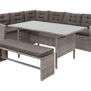 VITERBO – Lounge Set with Table, 8-Seater (Grey)