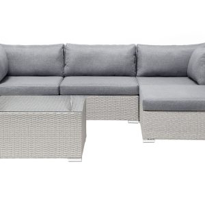 Sano Garden Corner Lounge Set with Table – 4-Seater (Grey)